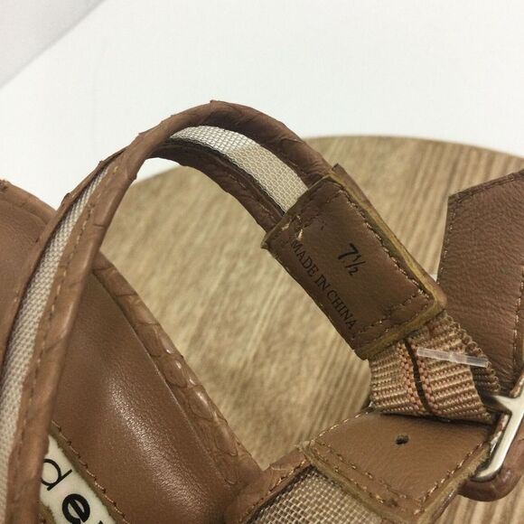 Reed Evins Anthropologie Women Mesh Leather Reptile Open Toe Heels Tan Ivory 7.5 - Picture 12 of 16